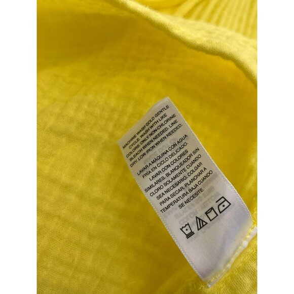 Scoop Yellow Gauze Cotton Drawstring Casual Relaxed Long Sleeve Blouse Size 8/10 - Picture 6 of 6